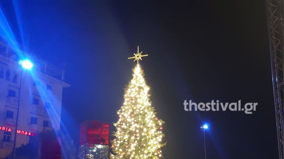 Φωταγωγήθηκε το χριστουγεννιάτικο δέντρο στην πλατεία Αριστοτέλους - Φωτογραφία 1