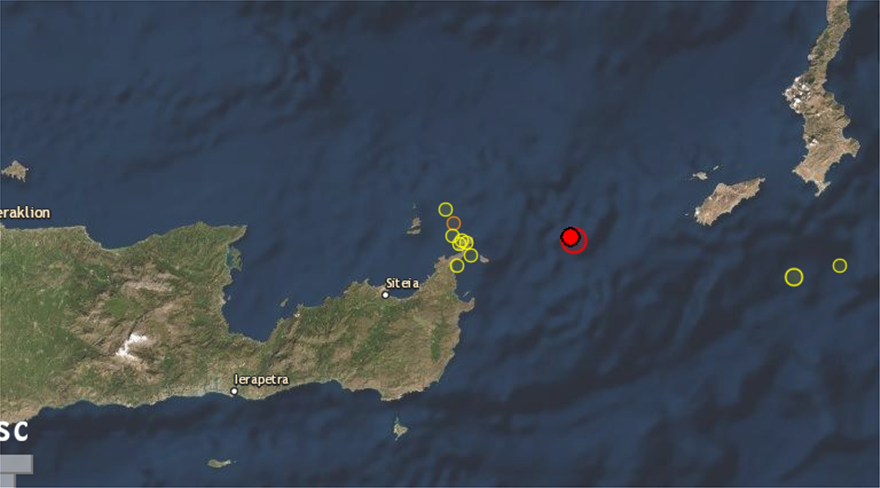Ισχυρός σεισμός 5,3 Ρίχτερ ανάμεσα σε Κρήτη και Κάσο - Φωτογραφία 1