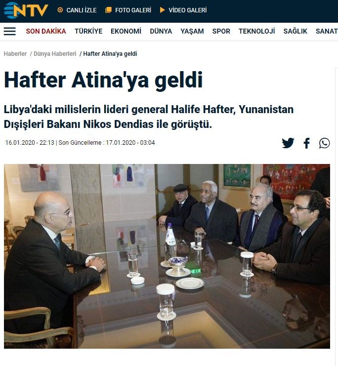 O τουρκικός Τύπος για την επίσκεψη Χαφτάρ στην Αθήνα - Φωτογραφία 4