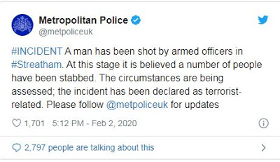 Λονδίνο: Τρομοκρατική επίθεση με μαχαίρι -Νεκρός ο δράστης, τρεις τραυματίες - Φωτογραφία 2
