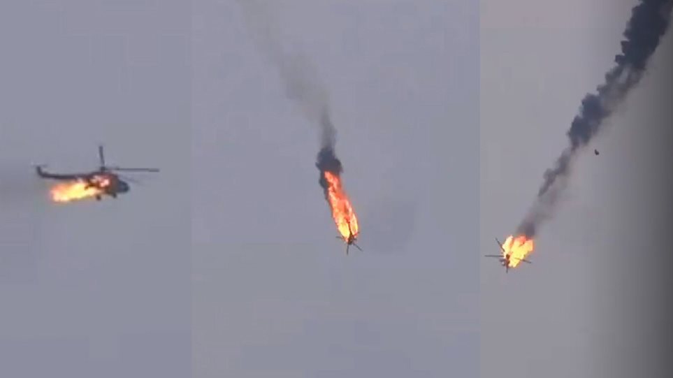 Συρία: Ελικόπτερο τυλίγεται στις φλόγες και συντρίβεται στο Ιντλίμπ - Φωτογραφία 1