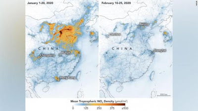 Εικόνες της NASA αποκαλύπτουν: Μειώθηκε η ρύπανση στην Κίνα.. λόγω κορωνοϊού - Φωτογραφία 1