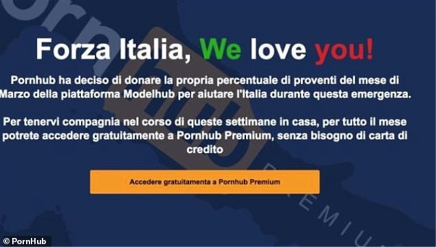 Κορωνοϊός στην Ιταλία: Το Pornhub παρέχει δωρεάν premium πρόσβαση στους κατοίκους της χώρας - Φωτογραφία 2