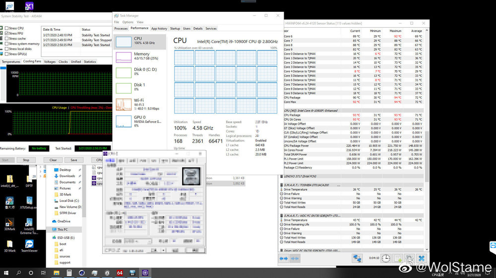 Intel Core i9 10900F σε load 224W - Φωτογραφία 1