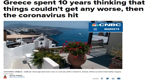 CNBC: Η Ελλάδα πίστευε ότι τα πράγματα δεν μπορούσαν να χειροτερέψουν και τότε ήρθε ο κορονοϊός - Φωτογραφία 1