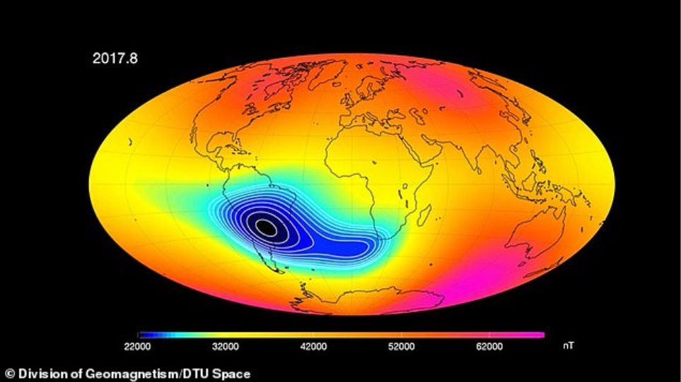 Πλανήτης Γη: Εξασθενεί το μαγνητικό πεδίο μεταξύ Αφρικής και Νότιας Αμερικής - Φωτογραφία 1