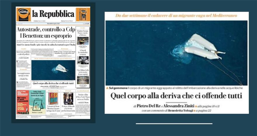 Εικόνα-σοκ της Repubblica: Πτώμα μετανάστη στη θάλασσα 14 μέρες - Φωτογραφία 2