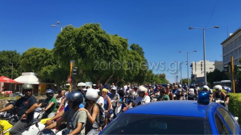 Μηχανοκίνητη πορεία στα Χανιά - Διαμαρτύρονται για τα μέτρα (βίντεο) - Φωτογραφία 1