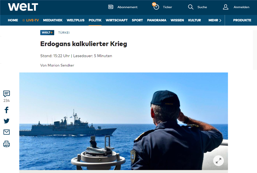 Ελληνοτουρκικά - Welt: «Βυθίστε ελληνικό πλοίο ή καταρρίψτε μαχητικό» ζήτησε από τους στρατηγούς του ο Ερντογάν - Φωτογραφία 2