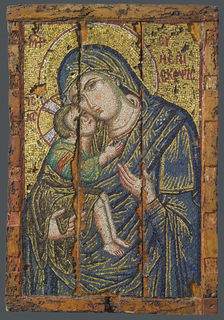 Η Παναγία η Επίσκεψις,ψηφιδωτή εικόνα,τέλη 13ου αιώνα - Φωτογραφία 1