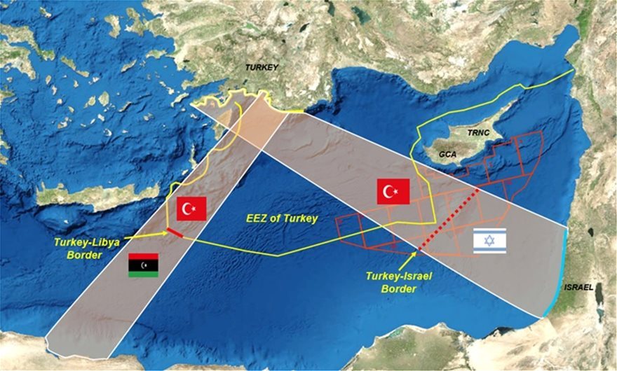 Νέος χάρτης από τον Ερντογάν – Εξαφανίζει Ρόδο-Κύπρο και θέλει ΑΟΖ με το Ισραήλ - Φωτογραφία 3