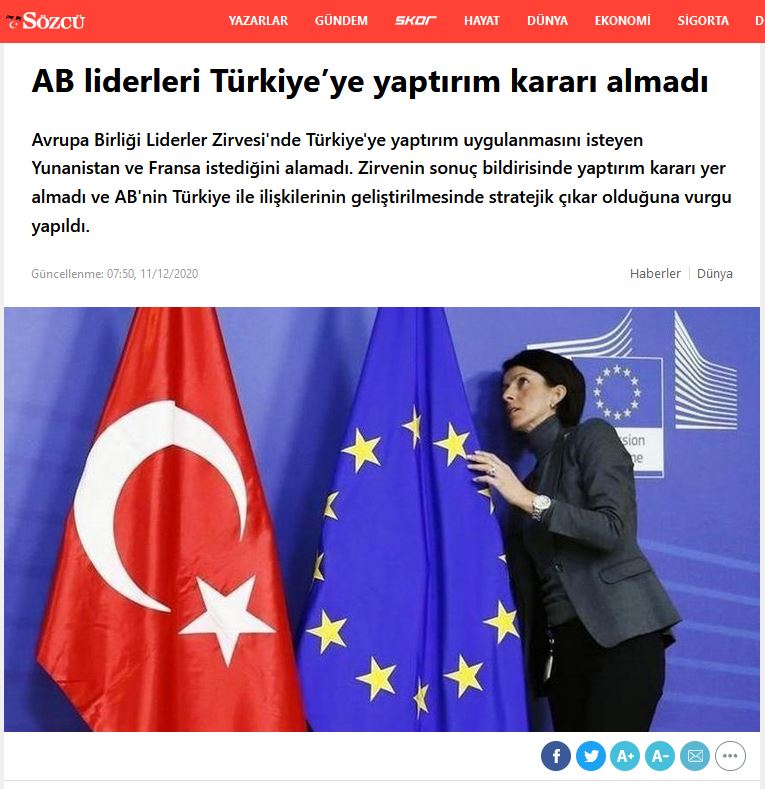 Ικανοποίηση σε ...Τουρκία για τη Σύνοδο Κορυφής της ΕΕ -  Με άδεια χέρια επέστρεψε η Ελλάδα - Φωτογραφία 1