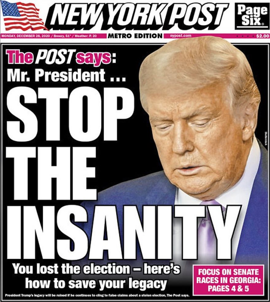 «New York Post» για τον Τραμπ: «Σταμάτα την παράνοια» - Φωτογραφία 2