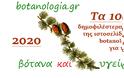 Τα 10 δημοφιλέστερα άρθρα της ιστοσελίδας μου botanologia.gr για το 2020