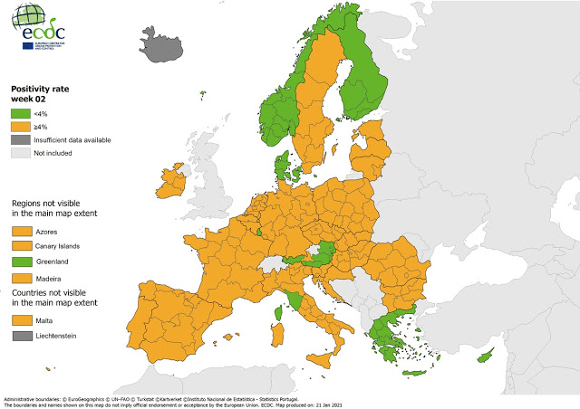 Χάρτης ECDC: Η Ελλάδα στις ελάχιστες «πορτοκαλί» χώρες. Η μόνη με πράσινες περιοχές - Φωτογραφία 2
