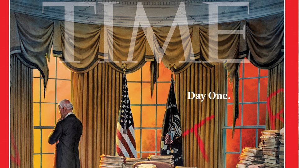 Καθηλώνει το εξώφυλλο του TIME - Ο Τζο Μπάιντεν μέσα στο... κατεστραμμένο Οβάλ γραφείο - Φωτογραφία 1