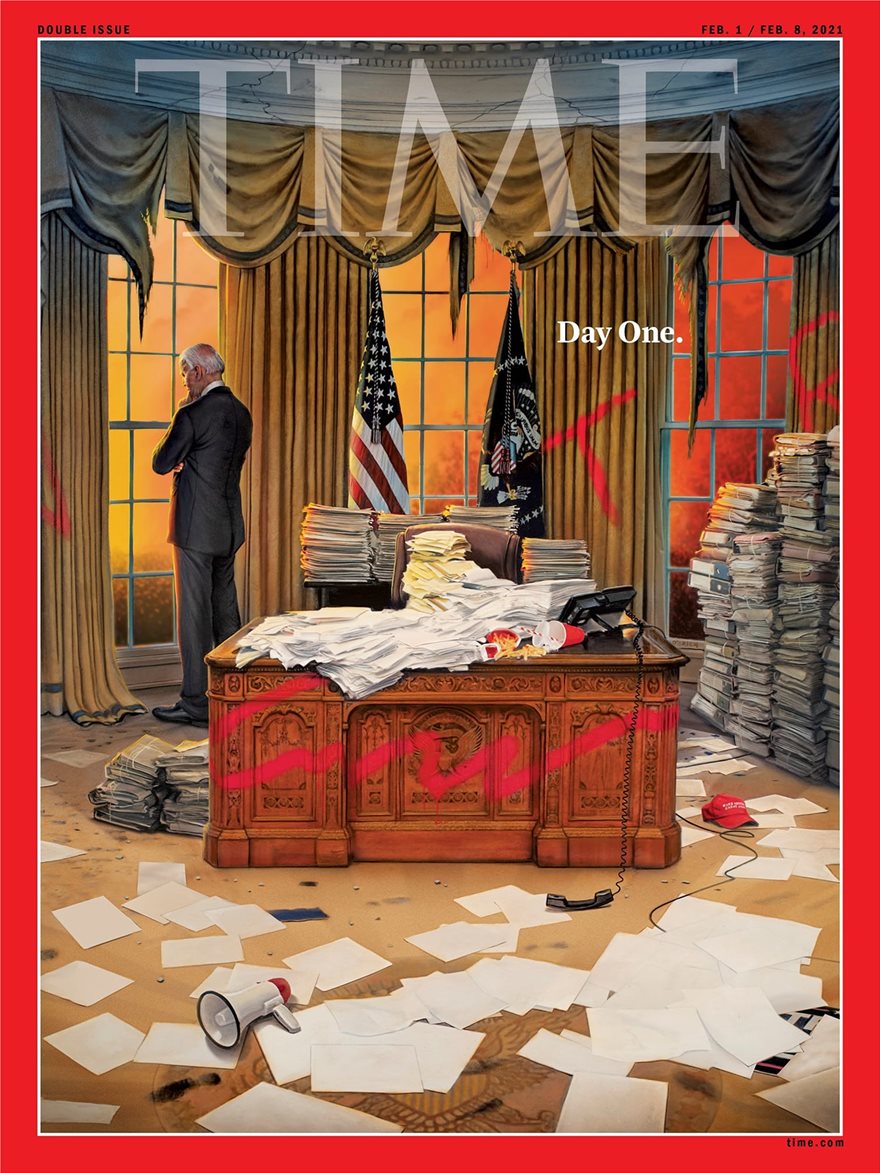 Καθηλώνει το εξώφυλλο του TIME - Ο Τζο Μπάιντεν μέσα στο... κατεστραμμένο Οβάλ γραφείο - Φωτογραφία 2