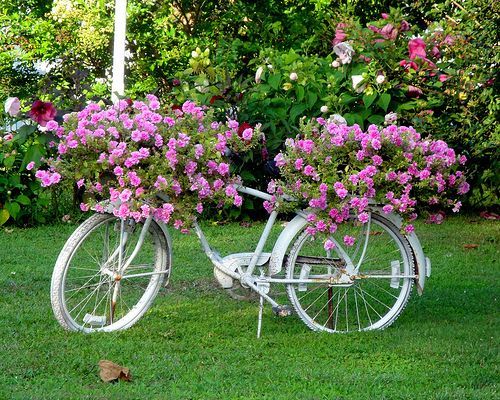 Διαμορφώσεις εξωτερικών χώρων με παλιά Ποδήλατα  και Καρότσια κήπου - Φωτογραφία 23