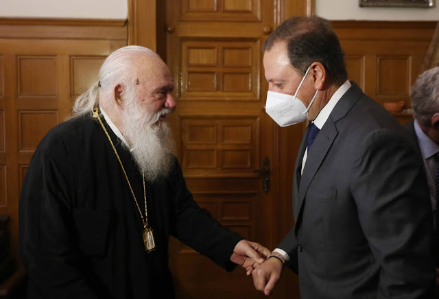 Συνάντηση Σπ. Λιβανού με τον αρχιεπίσκοπο Ιερώνυμο - Φωτογραφία 1