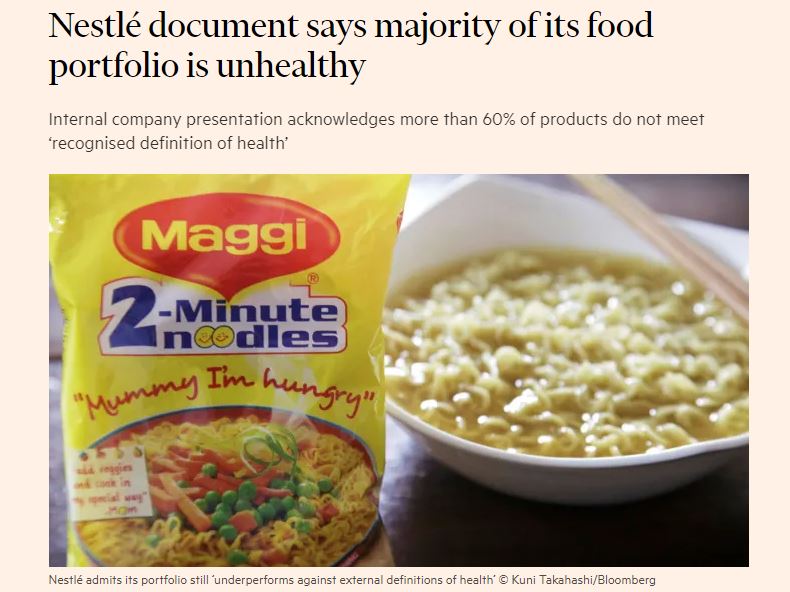 Financial Τimes: Έγγραφο αποκαλύπτει πως τα περισσότερα προϊόντα στο χαρτοφυλάκιο της Nestle είναι ανθυγιεινά! - Φωτογραφία 1