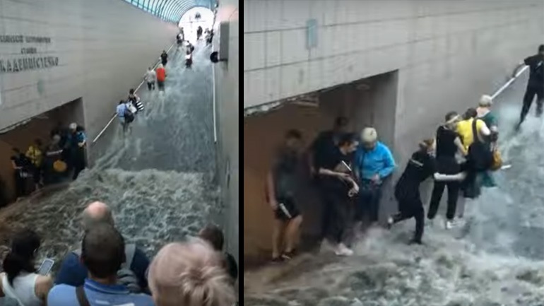 Πλημμύρισε το μετρό του Κιέβου. - Φωτογραφία 1