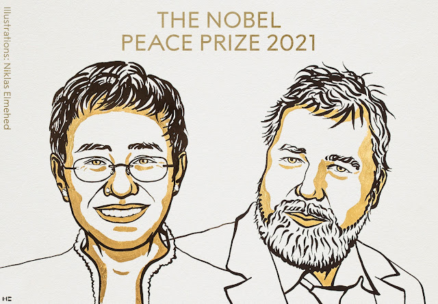 Νόμπελ Ειρήνης 2021: Απονεμήθηκε στη Μαρία Ρέσσα και τον Ντμίτρι Μουράτοφ - Φωτογραφία 1