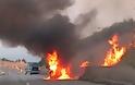 Ι.Χ. αυτοκίνητο πήρε φωτιά στο δρόμο προς Χαλκιδική