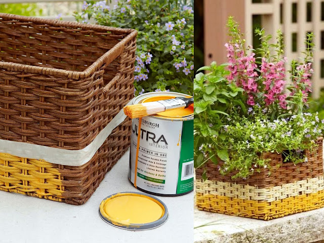 Φυτά σε ψάθινα καλάθια. Φυσική διακόσμηση για εξωτερικούς χώρους - Φωτογραφία 6