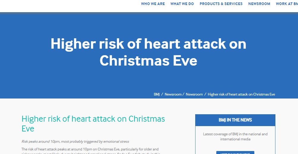 Έπιστημονική έρευνα: Παραμονή Χριστουγέννων, η πιο επικίνδυνη μέρα της χρονιάς για έμφραγμα! - Φωτογραφία 2