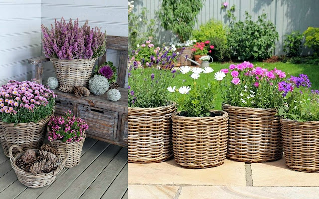 Φυτά σε ψάθινα καλάθια: φυσική διακόσμηση για εξωτερικούς χώρους - Φωτογραφία 12