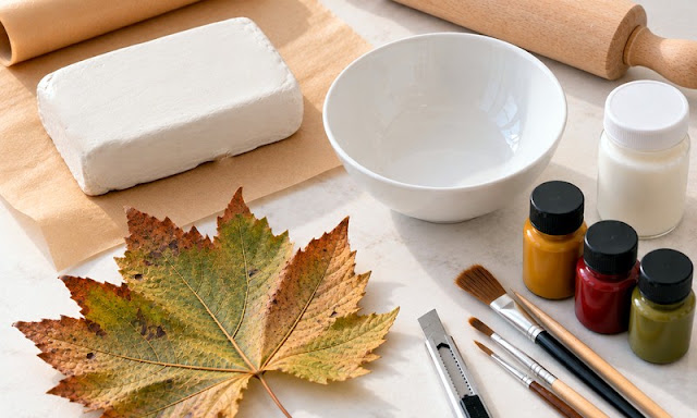 DIY Διακοσμητικά μπωλ σε σχήμα φύλλου με έτοιμο πηλό - Φωτογραφία 2