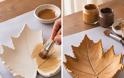 DIY Διακοσμητικά μπωλ σε σχήμα φύλλου με έτοιμο πηλό - Φωτογραφία 7