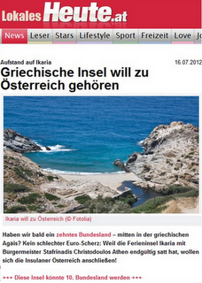 Αυστρία: Η Ικαρία επιθυμεί την «απόσχισή» της από την Ελλάδα...Προκλητικό δημοσίευμα της εφημερίδας «Χόιτε» - Φωτογραφία 1