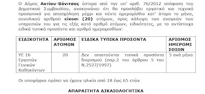 Δήμος Ακτίου - Βόνιτσας: Πρόσληψη 20 ατόμων εργατοτεχνικού προσωπικού μέχρι πέντε ημερομίσθια το μήνα - Φωτογραφία 3