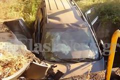 Πτώση αυτοκινήτου σε χαντάκι με τρείς τραυματίες