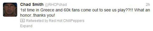 Τι έγραψε στο twitter ο ντράμερ των Red Hot Chili Peppers για τη μεγάλη χθεσινή συναυλία ; - Φωτογραφία 2