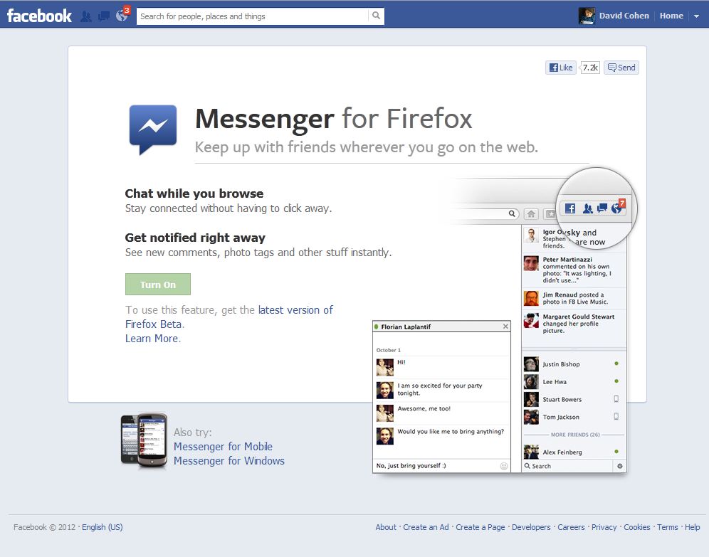 Ανακοινώθηκε το Facebook Messenger για το Firefox 17 - Φωτογραφία 2