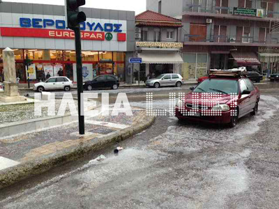 Πύργος: Το... έστρωσε χαλάζι στο κέντρο της πόλης - Φωτογραφία 2