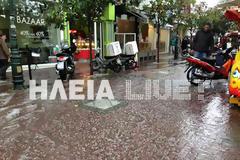 Πύργος: Το... έστρωσε χαλάζι στο κέντρο της πόλης