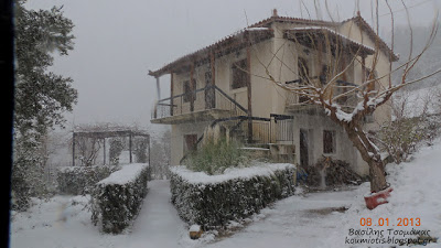 Χιονόπτωση στους Ανδρονιάνους Κύμης στην Εύβοια - Φωτογραφία 5