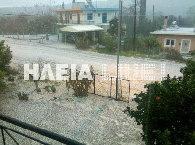 Ηλεία: Σφοδρή χαλαζόπτωση - Ασπρισαν οι δρόμοι σε Κρέστενα και Μακρίσια - Φωτογραφία 2