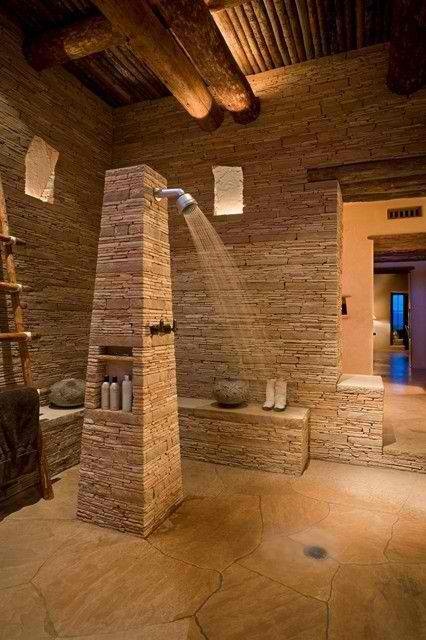 34 Υπέροχες ιδέες σχεδιασμού μπάνιου από φυσική πέτρα για το σπίτι σας - Φωτογραφία 2