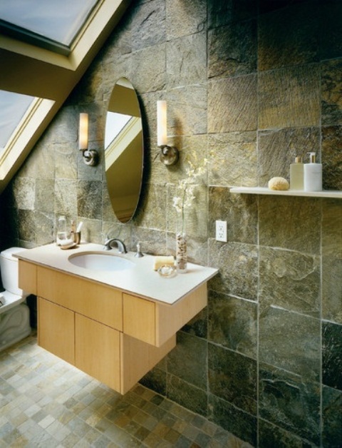 34 Υπέροχες ιδέες σχεδιασμού μπάνιου από φυσική πέτρα για το σπίτι σας - Φωτογραφία 21
