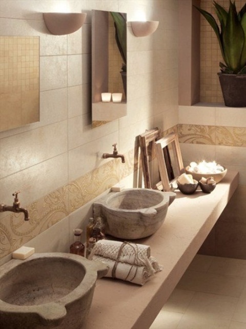 34 Υπέροχες ιδέες σχεδιασμού μπάνιου από φυσική πέτρα για το σπίτι σας - Φωτογραφία 22