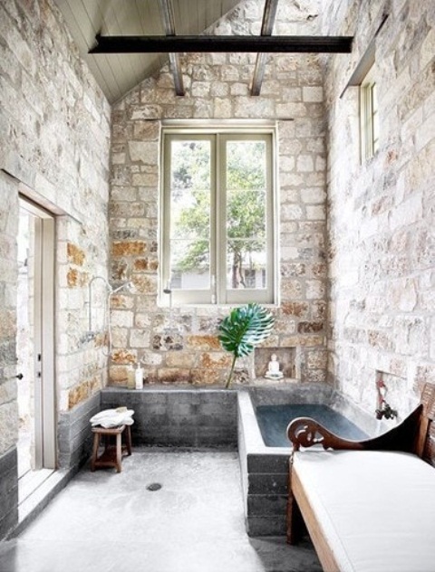 34 Υπέροχες ιδέες σχεδιασμού μπάνιου από φυσική πέτρα για το σπίτι σας - Φωτογραφία 7