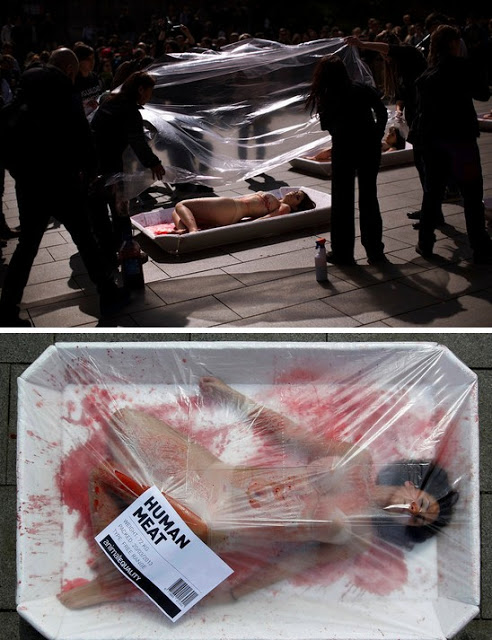 Ανθρώπινο κρέας στα Super Market [To φωτορεπορτάζ αφορά κίνηση ακτιβιστών - Οι φωτογραφίες σοκάρουν] - Φωτογραφία 7