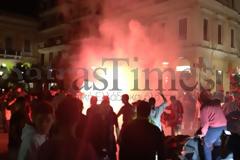 Πάτρα: Πανηγυρισμοί για τον πρωταθλητή Ευρώπης Ολυμπιακό