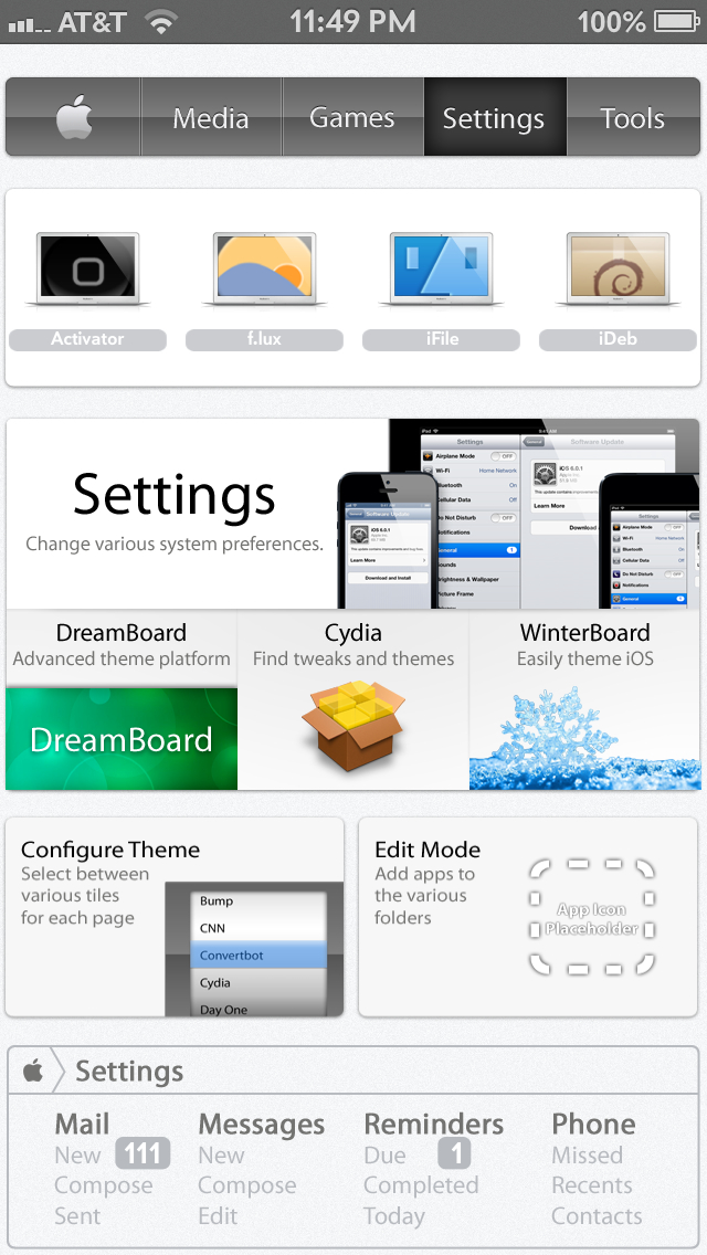 Apple Web OS: Cydia themes Dreamboard free - Φωτογραφία 5