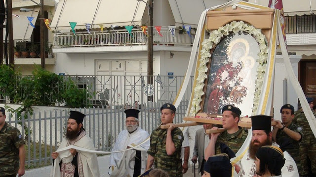 Αξιωματικοί και οπλίτες του ΚΕΠΒ στην Υποδοχή Ιεράς Εικόνας Παναγίας Γοργουπηκόου Αγίου Όρους στη Θήβα - Φωτογραφία 3