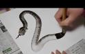Ζωγράφος ταλέντο που ζωγραφίζει εκπληκτικά ένα φίδι! [Video]